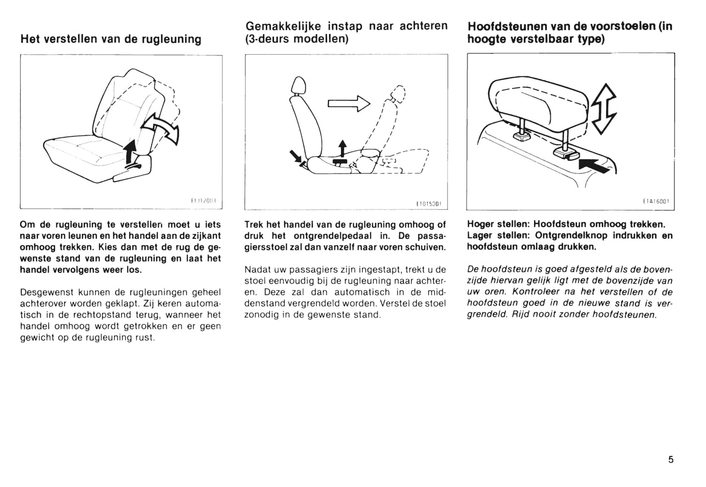 1985-1986 Toyota Starlet Owner's Manual | Dutch