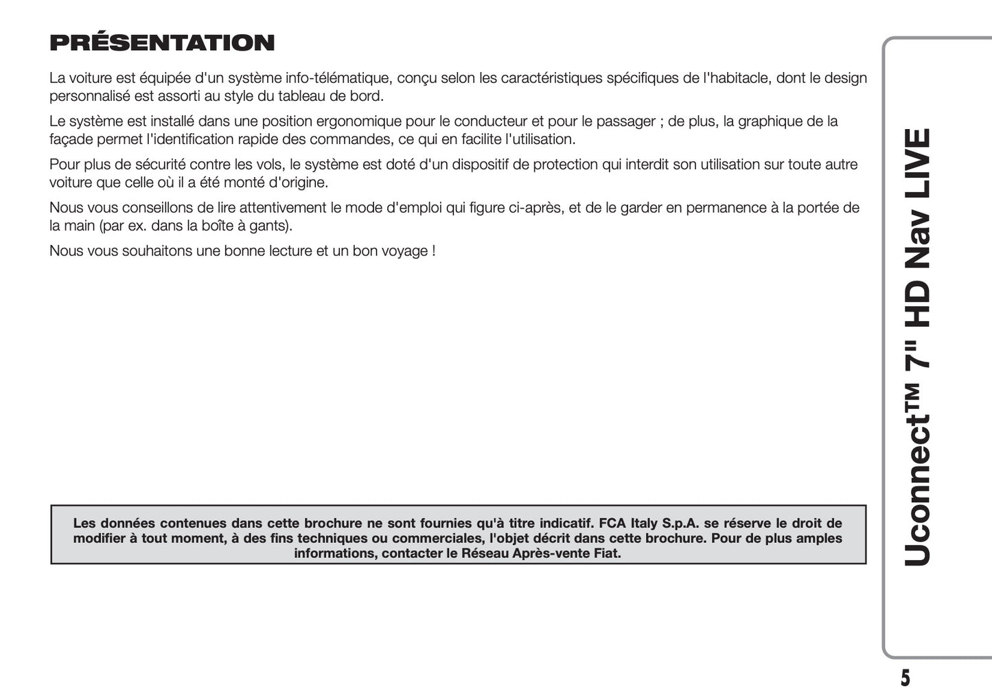 Fiat 500 & 500 Cabrio Uconnect Radio Nav 7.0 Guide d'utilisation 2017 - 2018