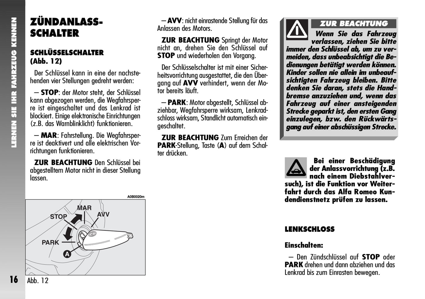 2004-2008 Alfa Romeo 156 GTA Owner's Manual | German