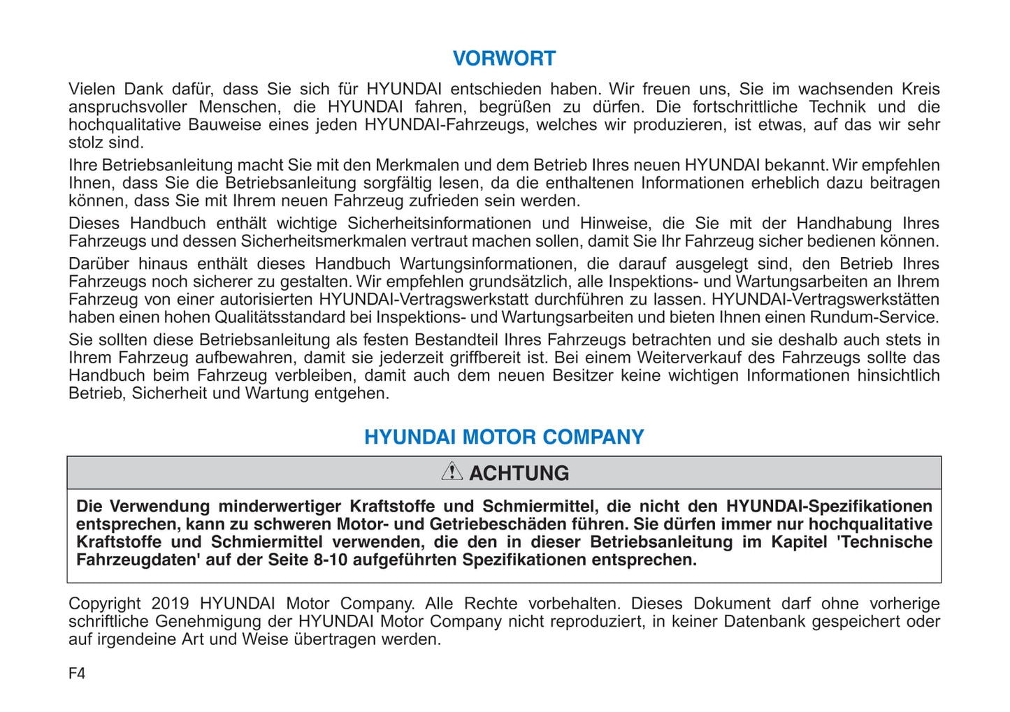 2019-2020 Hyundai i30 Owner's Manual | German