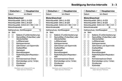 Opel Service- und Garantieheft