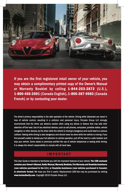 2015 Alfa Romeo 4C Owner's Manual | English