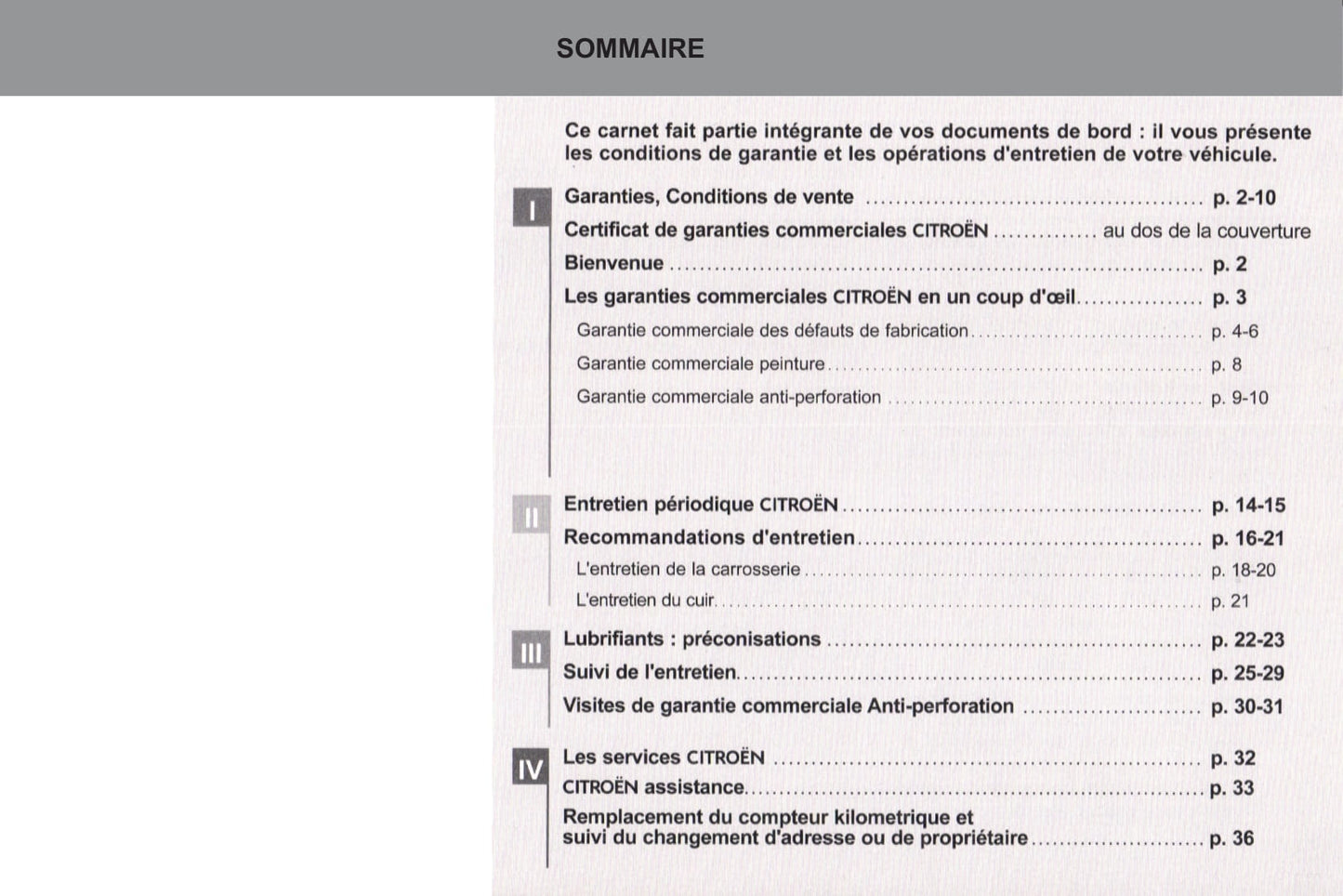 Citroën Carnet d´entretien et de Garanties