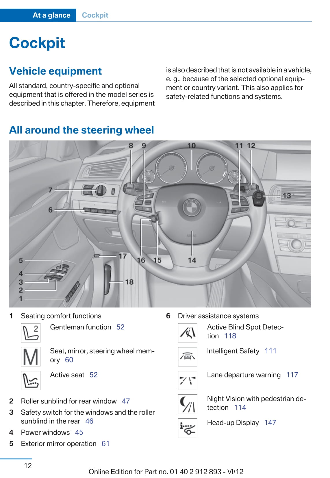 2012 BMW 7 Series/ActiveHybrid 7 Owner's Manual | English