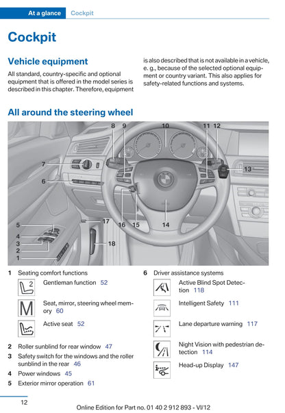 2012 BMW 7 Series/ActiveHybrid 7 Owner's Manual | English