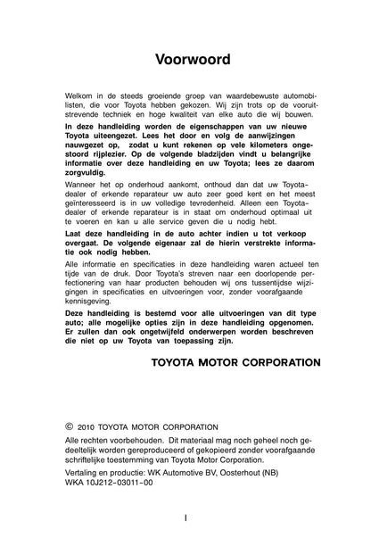 2008-2011 Toyota Yaris Manuel du propriétaire | Néerlandais