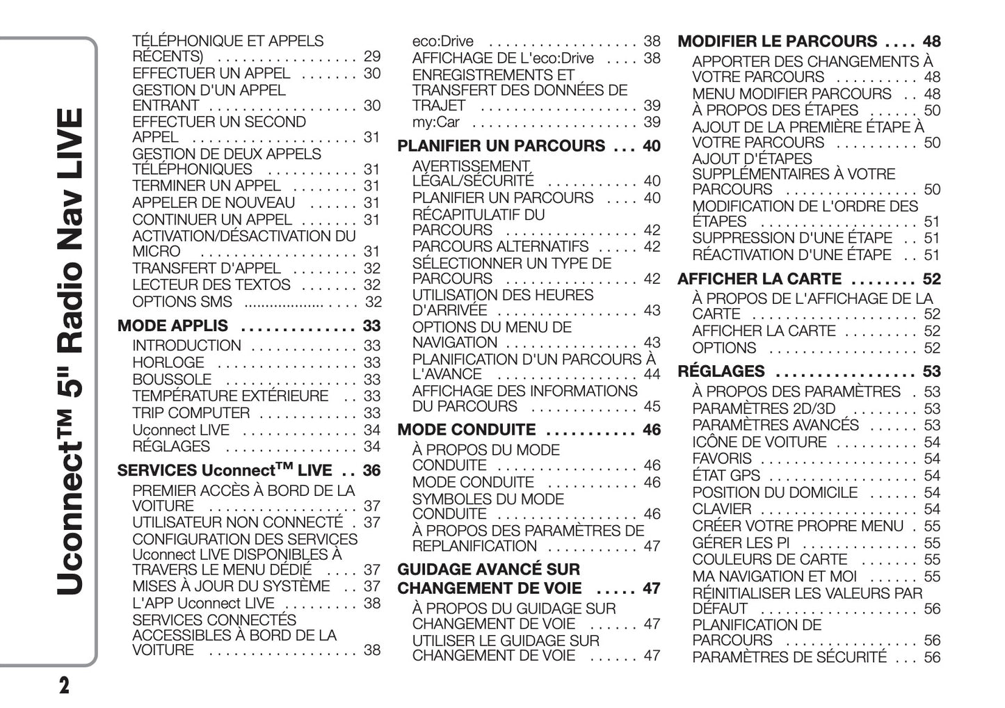 Fiat 500L Uconnect Radio Nav 5.0 Guide d'utilisation 2012 - 2017