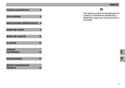 Skoda Radio MS202 Manual de Instrucciones 2003