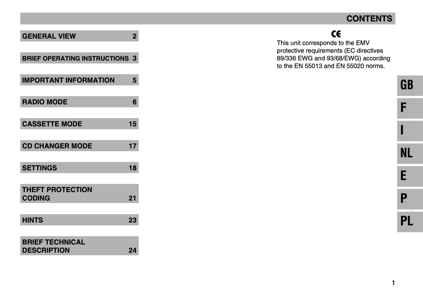 Skoda Radio Symphony Owner's Manual 2003