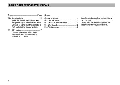 Skoda Radio Symphony Owner's Manual 2003