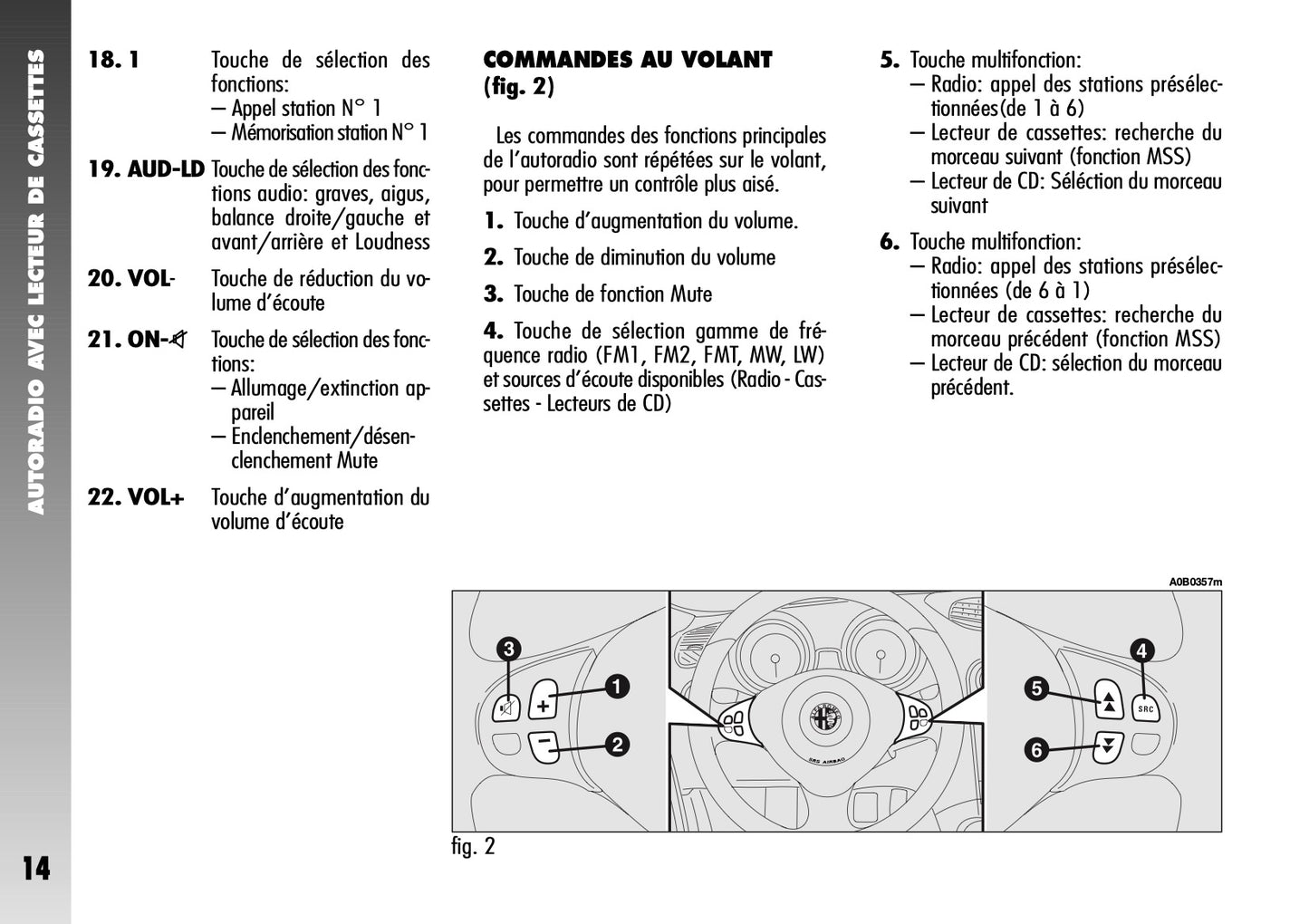 Alfa Romeo 156 Autoradio Guide d'utilisation 2004 - 2007