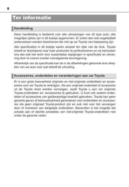 2013-2014 Toyota Auris/Auris Hybrid Owner's Manual | Dutch