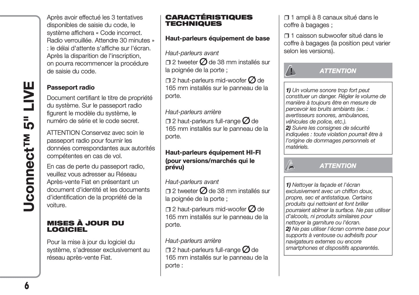 Fiat 500L Uconnect Radio 5.0 Guide d'utilisation 2017 - 2023