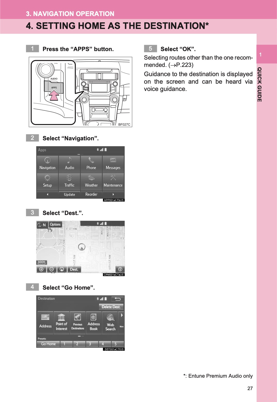 Toyota 4Runner Navigation And Multimedia System Manuel du propriétaire 2013 - 2017