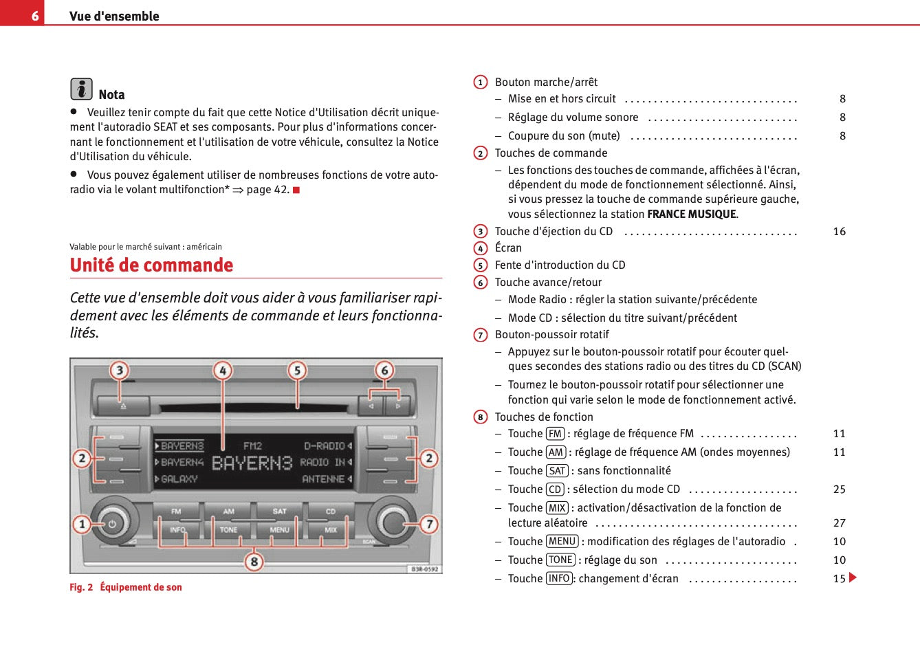 Seat Radio Adagio Guide d'instructions