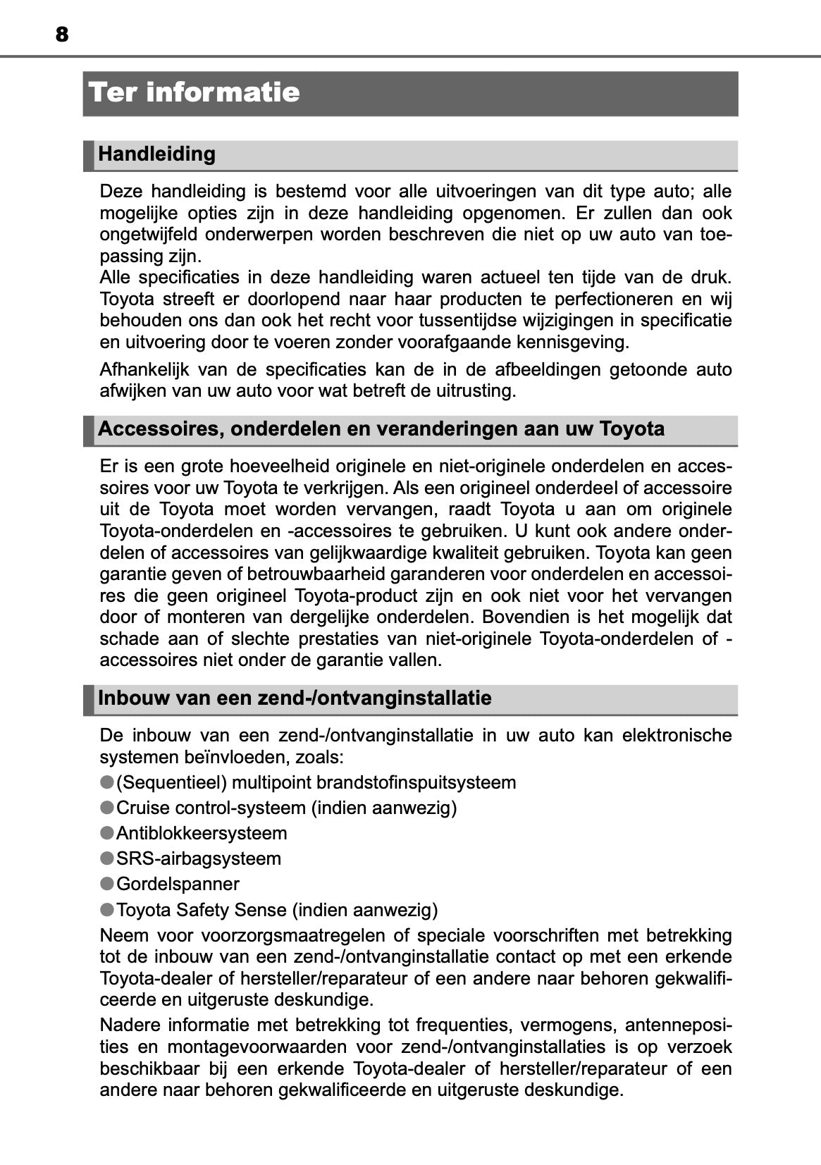2019-2020 Toyota Yaris Owner's Manual | Dutch