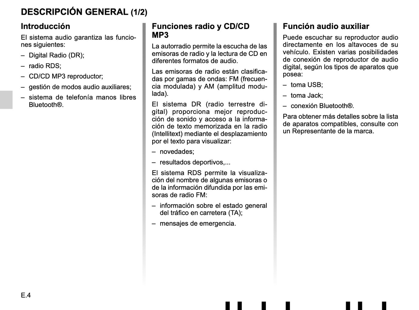 Renault Radio CD Bluetooth de Instrucciones 2016