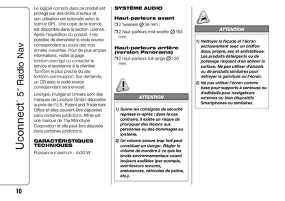 Fiat Ducato Uconnect 5 Radio Nav  Guide d'instructions 2014 - 2018