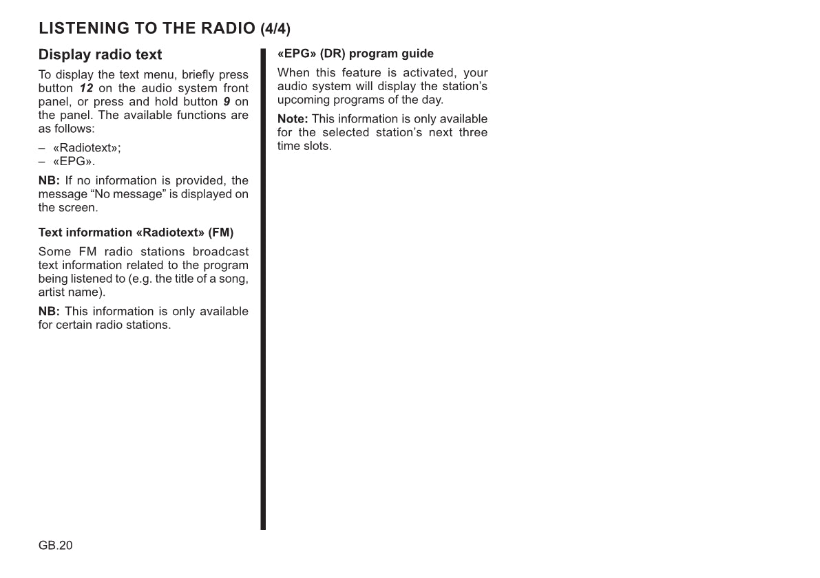 Renault Radio Connect R&Go Owner's Manual 2021 - 2022