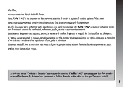 2007-2010 Alfa Romeo 147 Manuel du propriétaire | Français