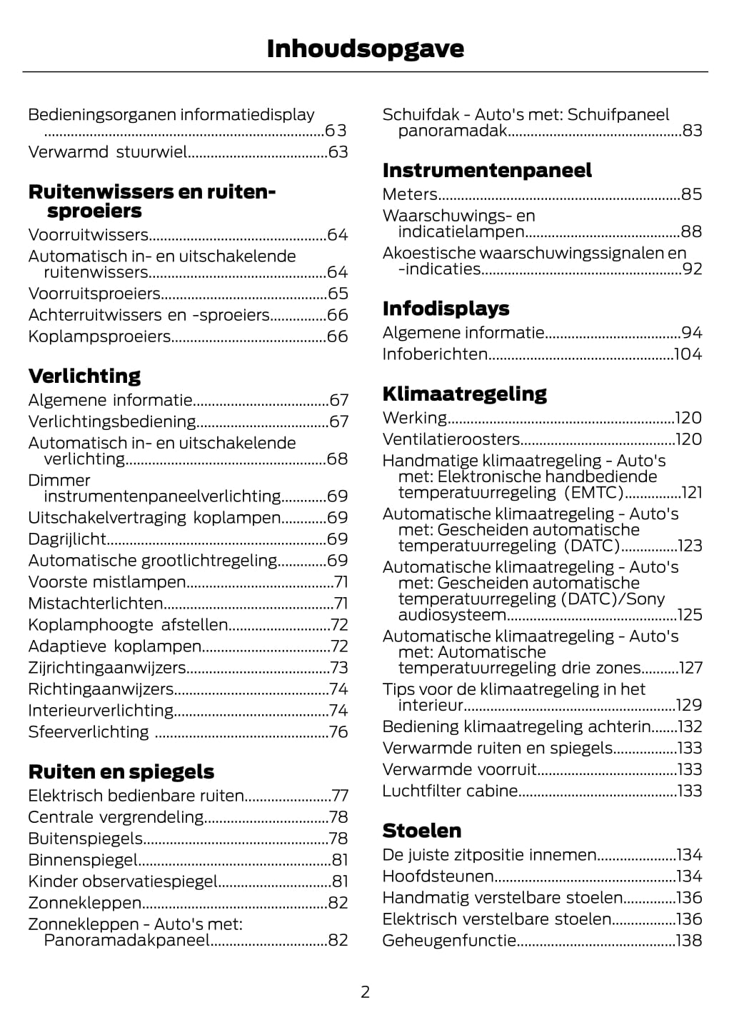 2015-2016 Ford Galaxy/S-Max Owner's Manual | Dutch