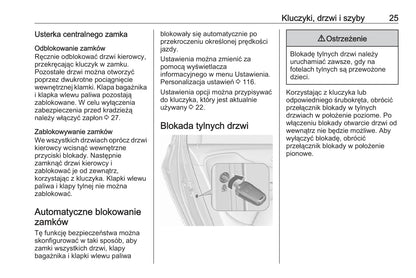 2016-2020 Opel Zafira/Zafira Tourer Owner's Manual | Polish
