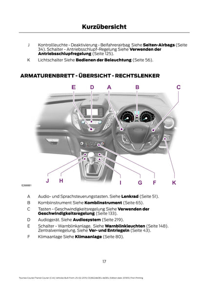 2019-2020 Ford Tourneo Courier/Transit Courier Owner's Manual | German