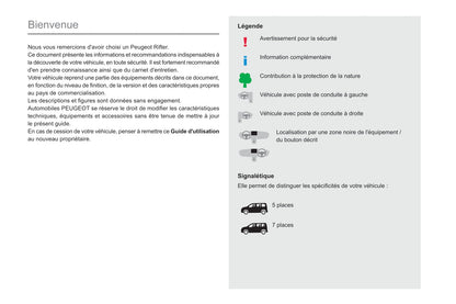 2019-2022 Peugeot Rifter Manuel du propriétaire | Français