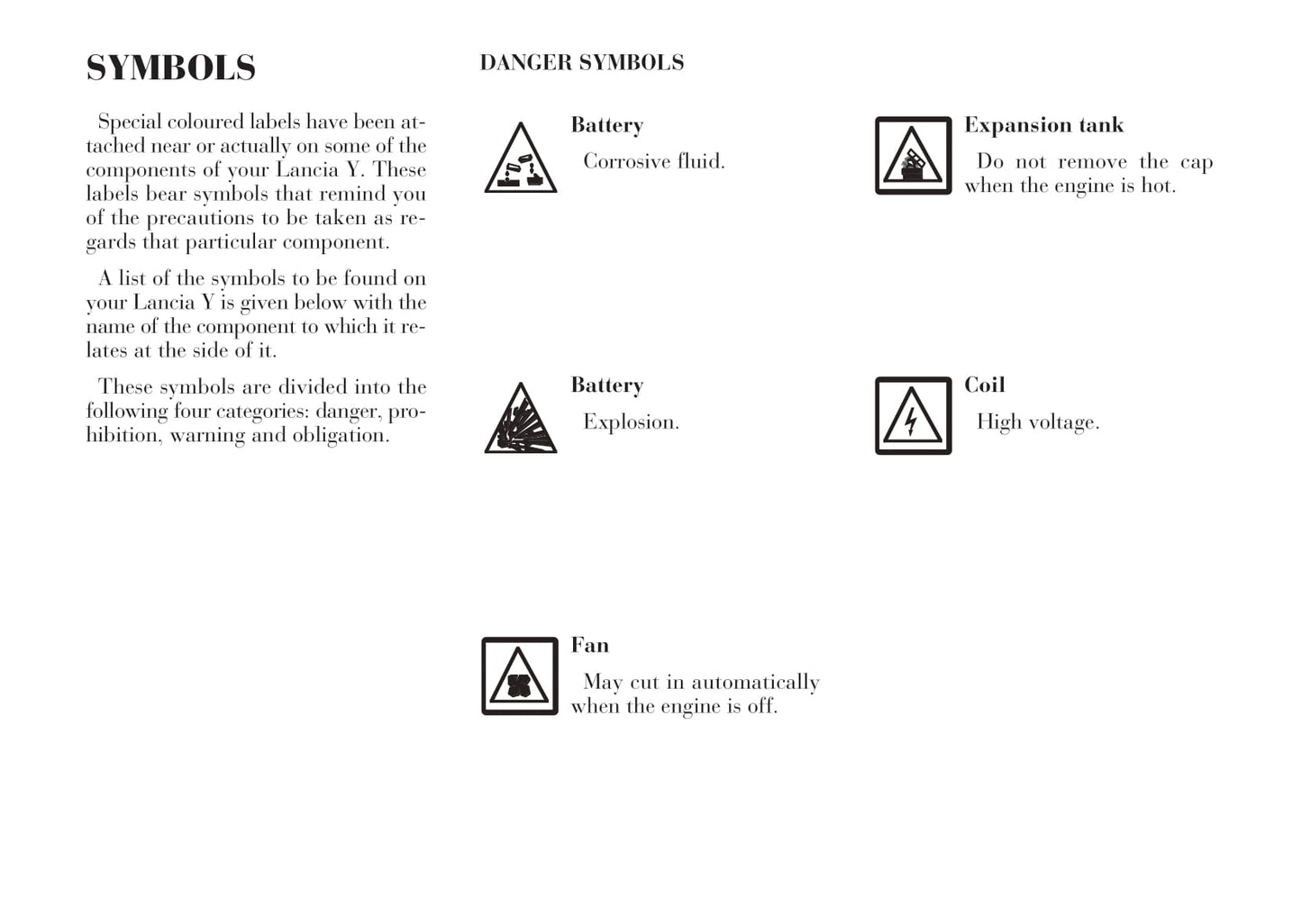2001-2003 Lancia Ypsilon Owner's Manual | English