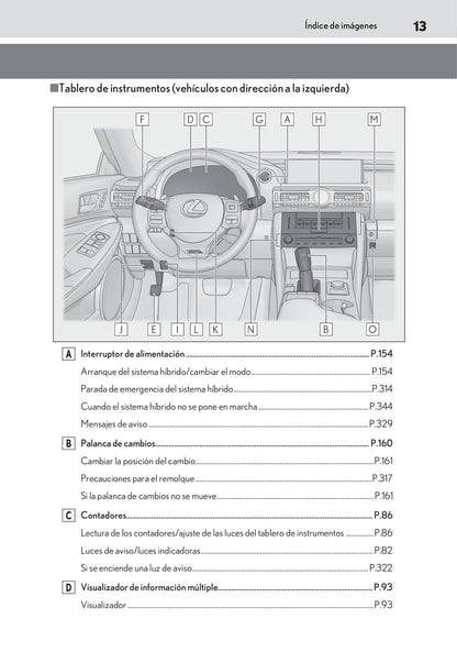 2018-2019 Lexus RC 300h Owner's Manual | Spanish