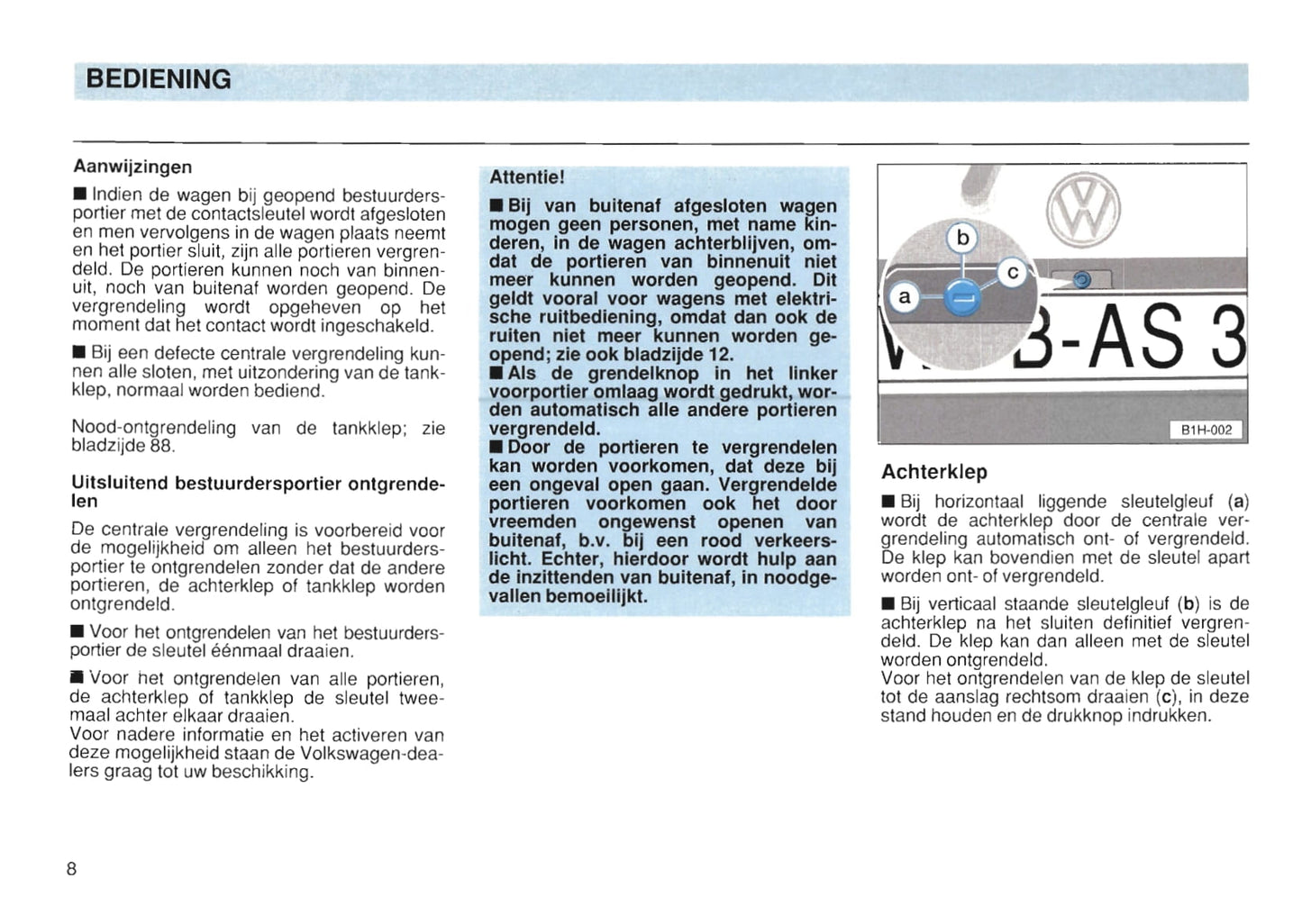 1991-1997 Volkswagen Golf Owner's Manual | Dutch