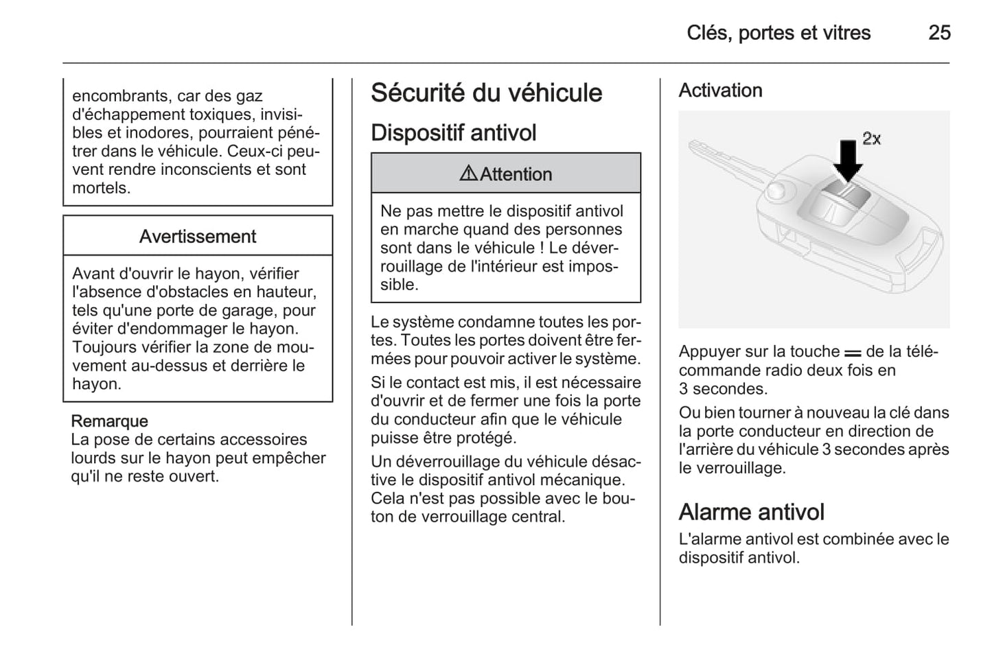 2015-2016 Opel Antara Owner's Manual | French