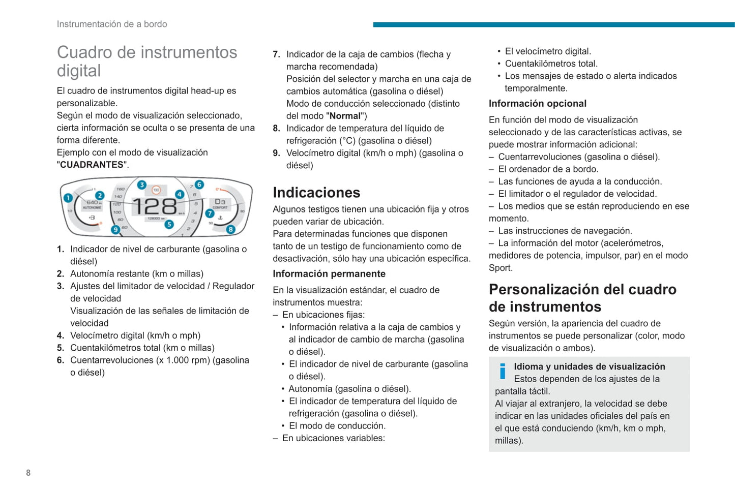 2020-2021 Peugeot 308 Owner's Manual | Spanish