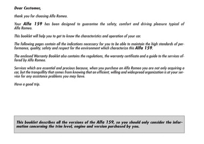 2008-2013 Alfa Romeo 159 Owner's Manual | English