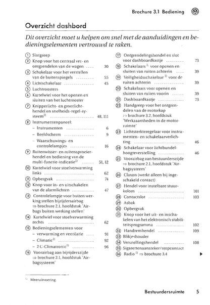 2003-2006 Volkswagen Touran Owner's Manual | Dutch