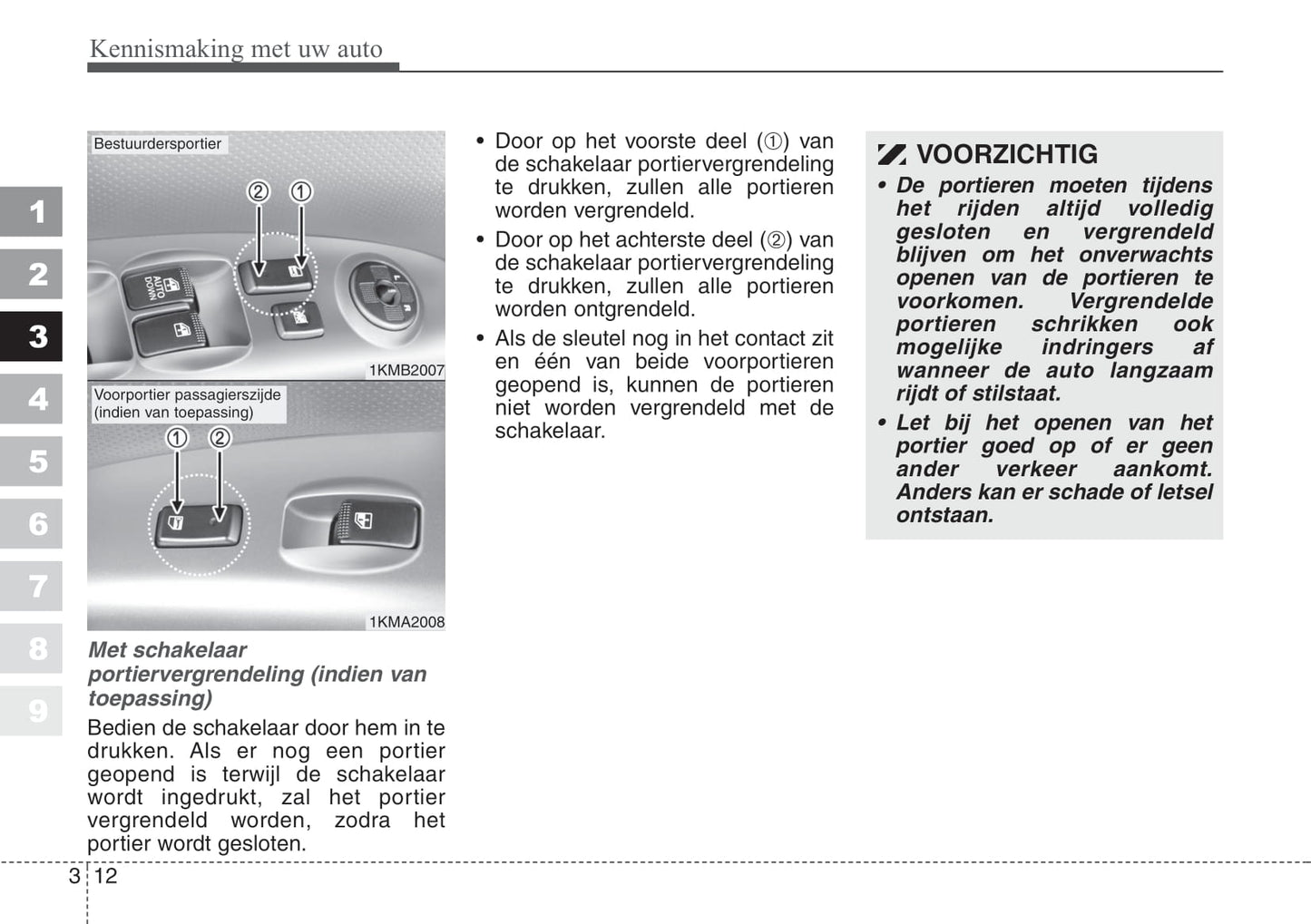 2008-2009 Kia Sportage Owner's Manual | Dutch