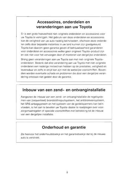 2000-2001 Toyota Yaris Verso Owner's Manual | Dutch