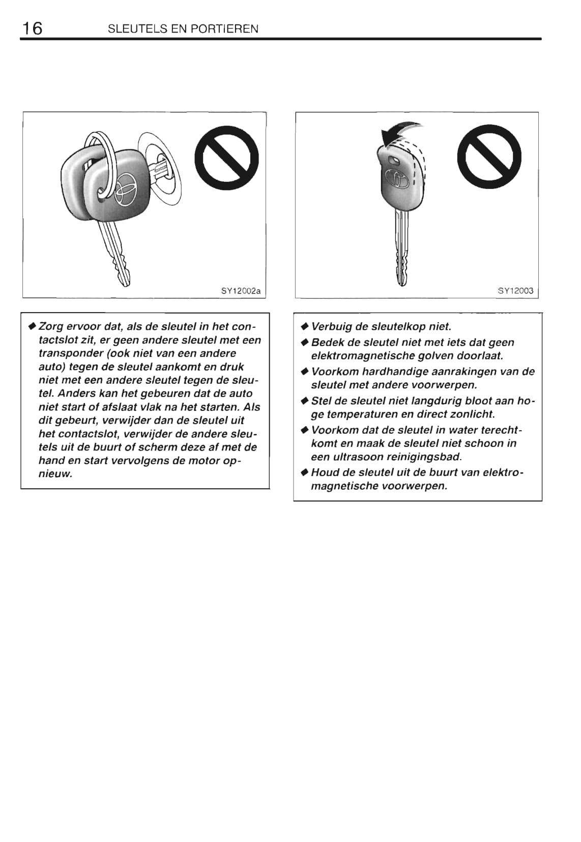 2000-2001 Toyota Yaris Verso Owner's Manual | Dutch