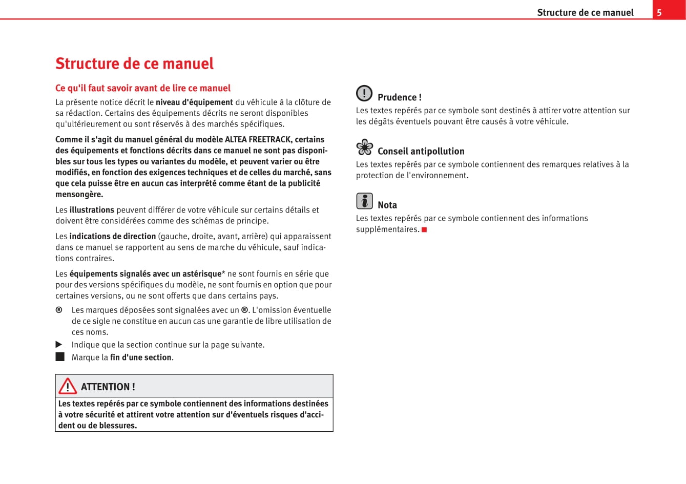 2007-2009 Seat Altea Freetrack Manuel du propriétaire | Français