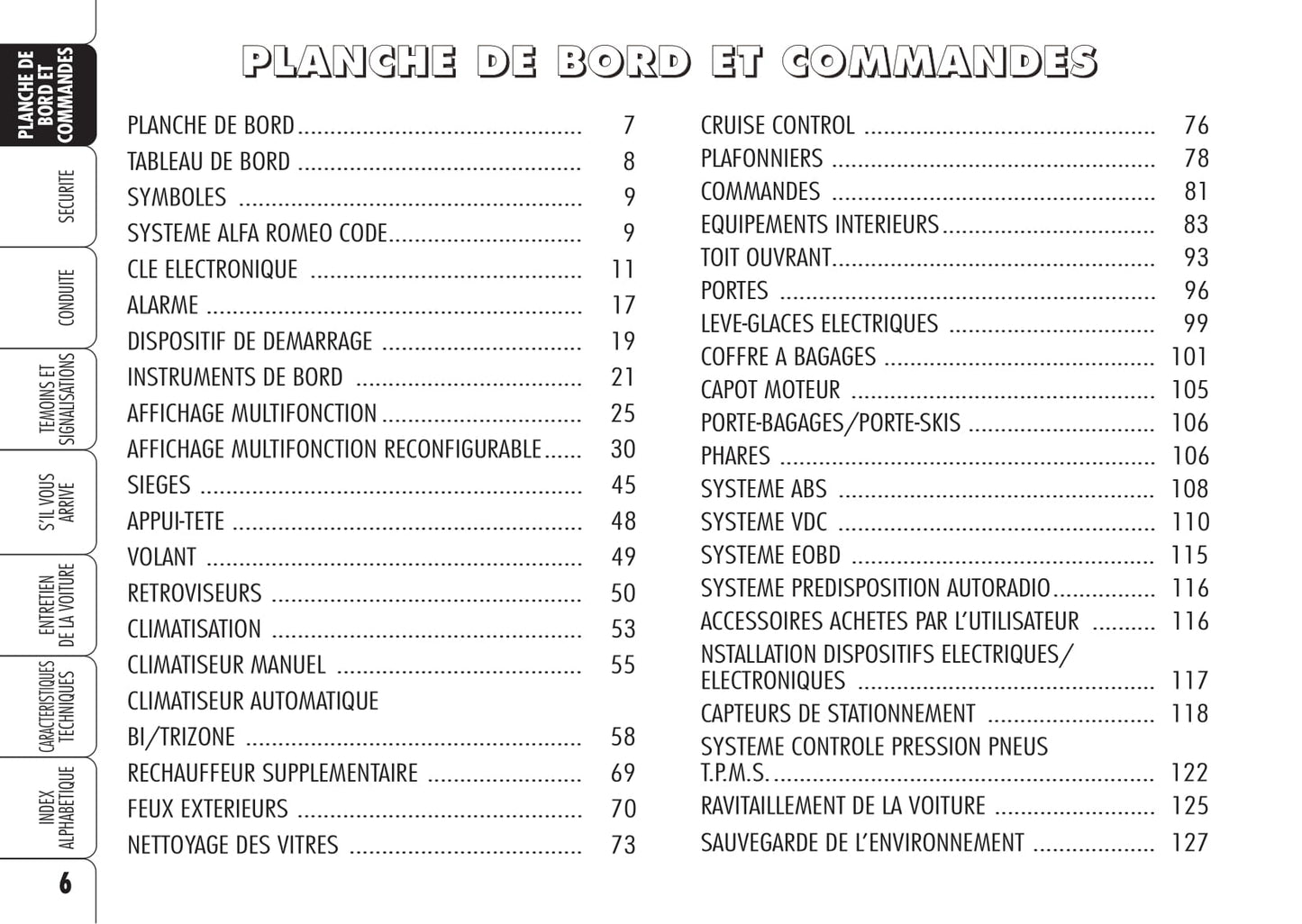 2005-2011 Alfa Romeo 159 Manuel du propriétaire | Français