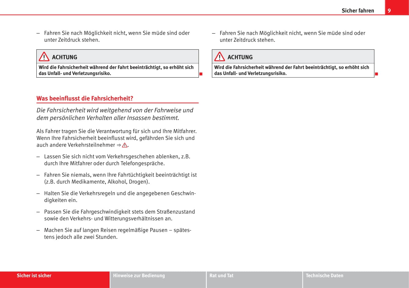 2012-2013 Seat Exeo Owner's Manual | German