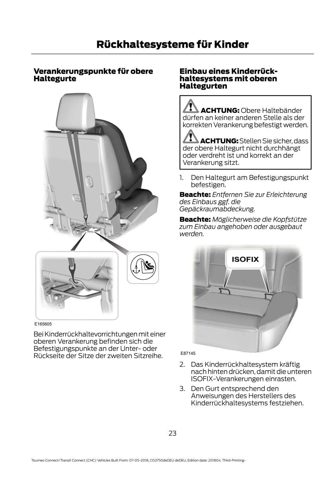 2018-2020 Ford Tourneo Connect/Transit Connect Owner's Manual | German