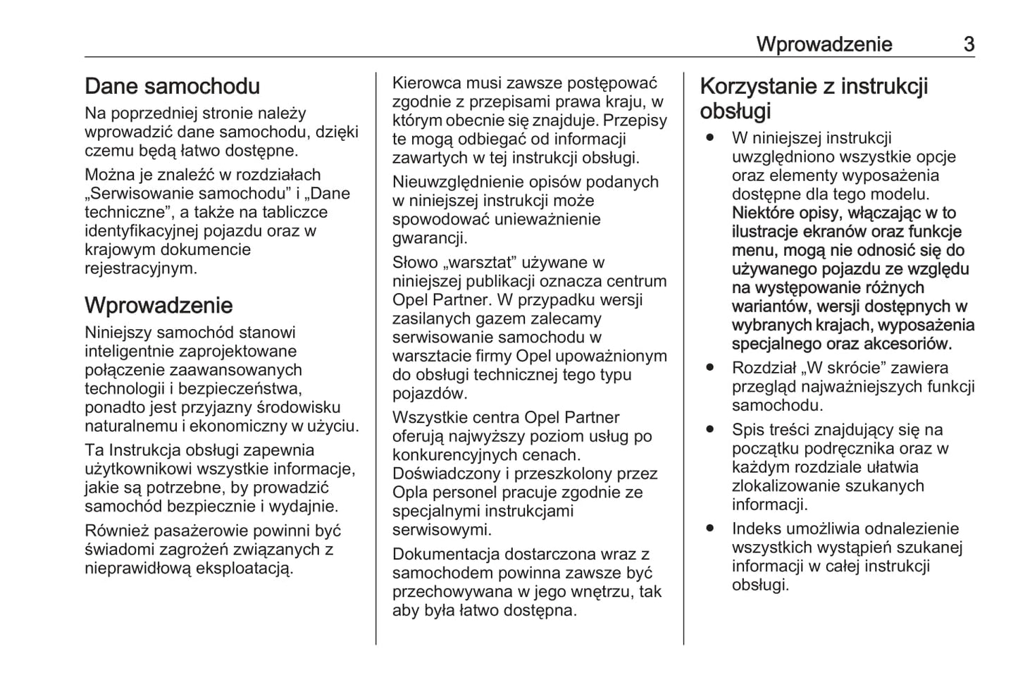 2020 Opel Insignia Owner's Manual | Polish