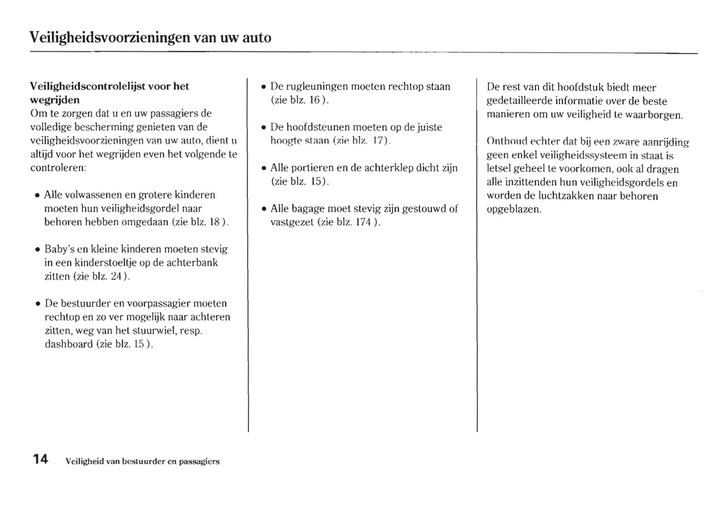 2005-2006 Honda HR-V Owner's Manual | Dutch