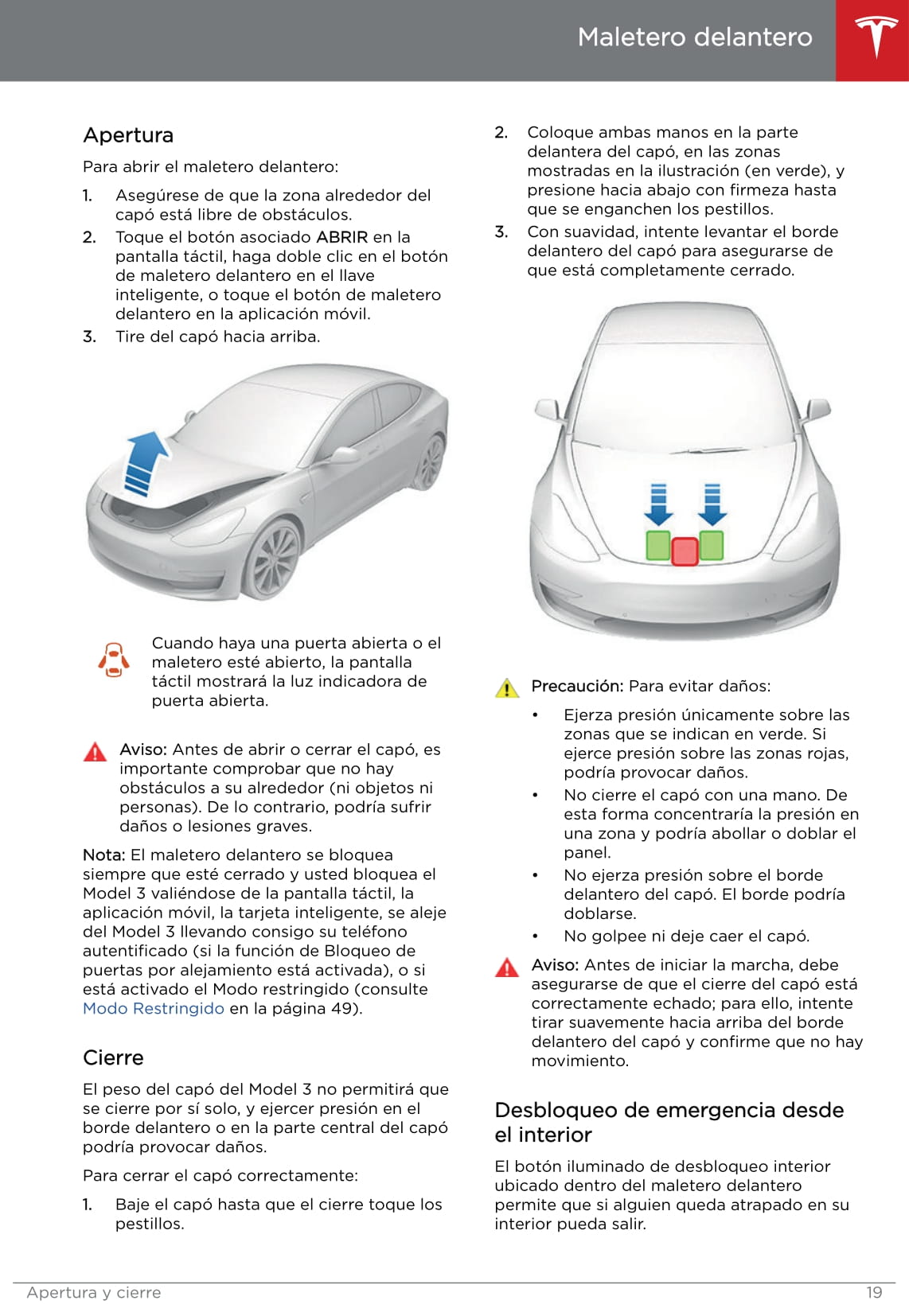 2019 Tesla Model 3 Owner's Manual | Spanish