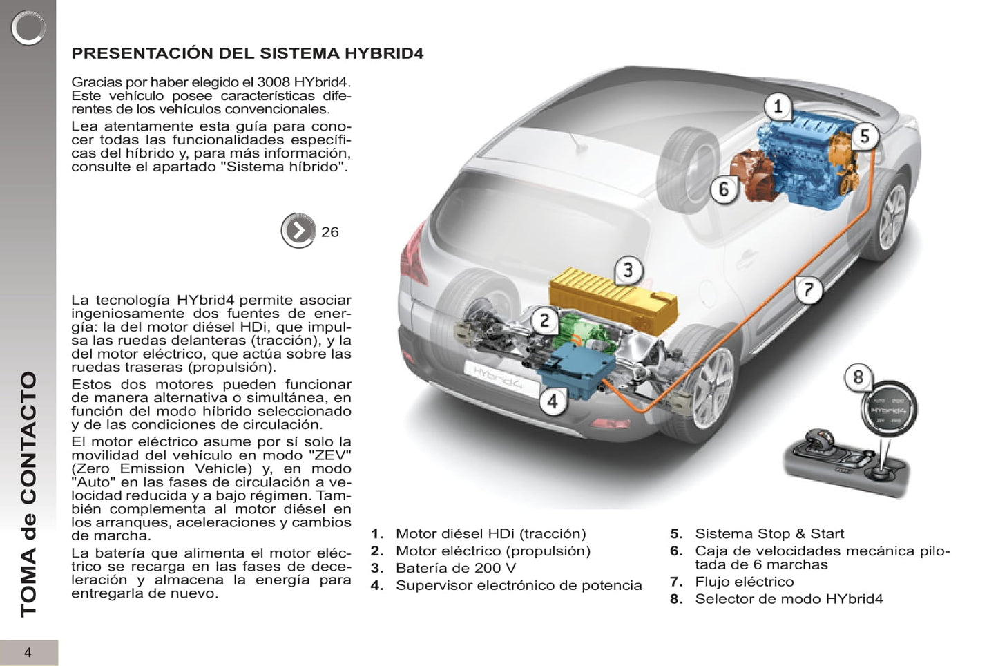 2012-2013 Peugeot 3008 HYbrid4 Owner's Manual | Spanish