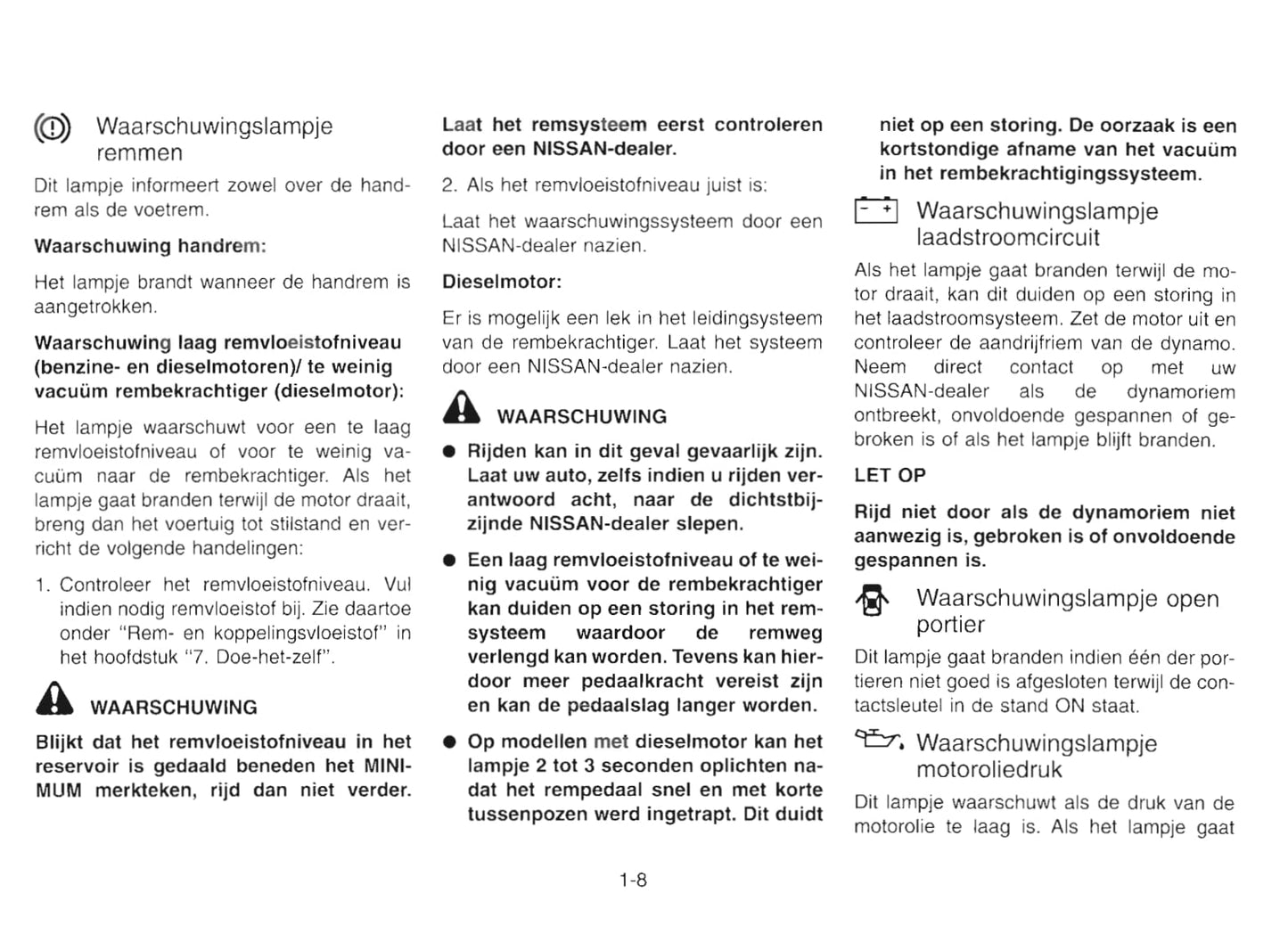2000-2001 Nissan Almera Tino Owner's Manual | Dutch