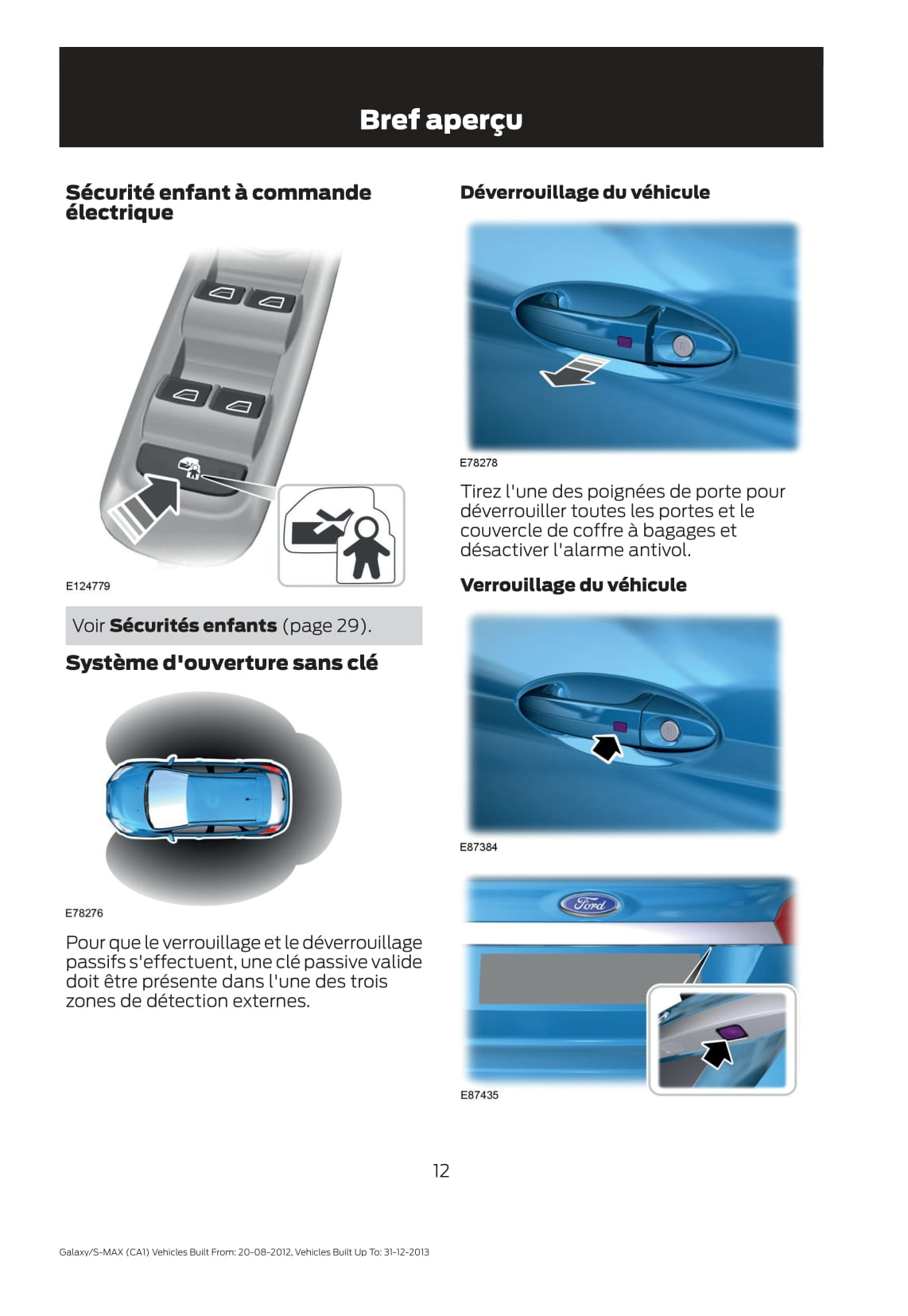 2012-2013 Ford Galaxy/S-Max Owner's Manual | French