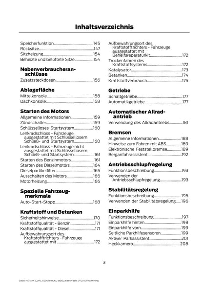 2015-2016 Ford Galaxy/S-Max Owner's Manual | German