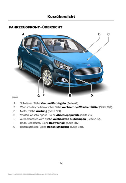 2015-2016 Ford Galaxy/S-Max Owner's Manual | German